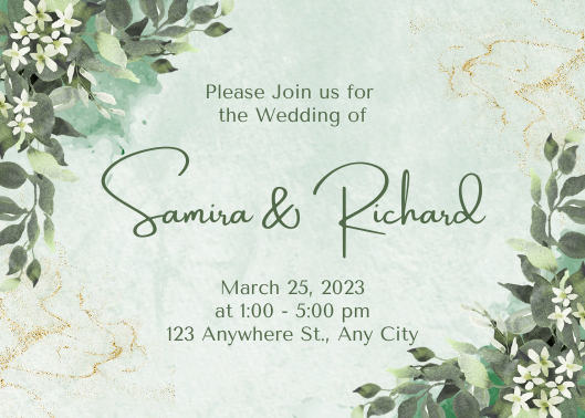 Green Aesthetic Wedding Invitation Landscape Template