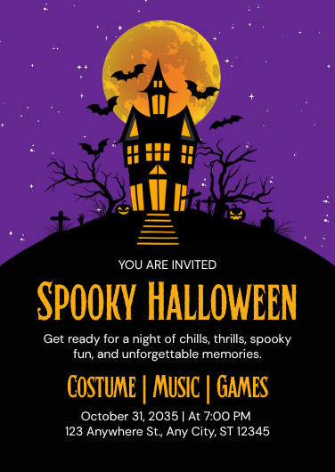 Editable Spooky Halloween Party Invitation Template