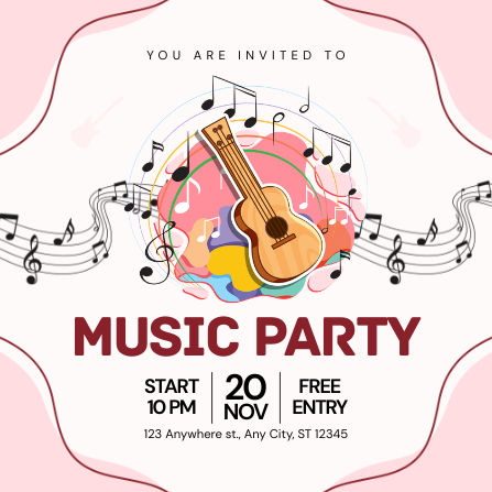 Playful Acoustic Music Party Invitation Template