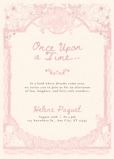 Pink Floral Princess Birthday Invitation Template