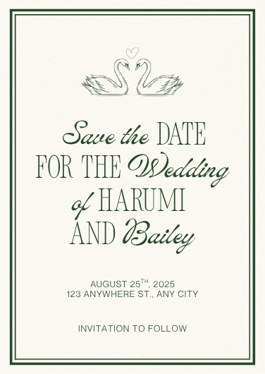 Green and Beige Simple Save the Date Wedding Invitation