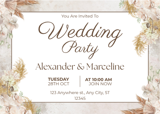 Brown and Beige Watercolor Wedding Party Invitation
