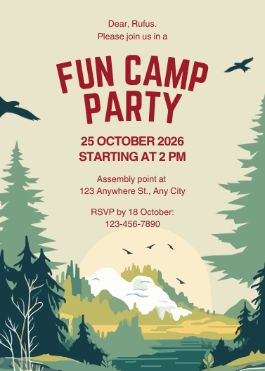Customizable Fun Camp Party Invitation Template Design