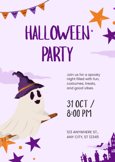 Playful Ghost Halloween Party Invitation Template