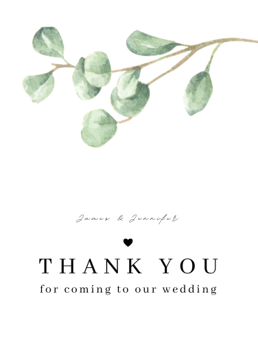 Minimal Eucalyptus Wedding Thank You Card Template