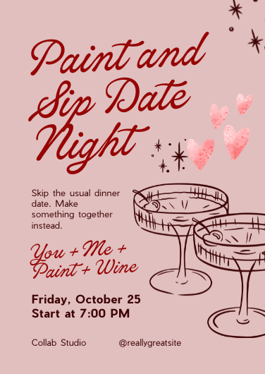 Editable Paint and Sip Date Night Invitation Template