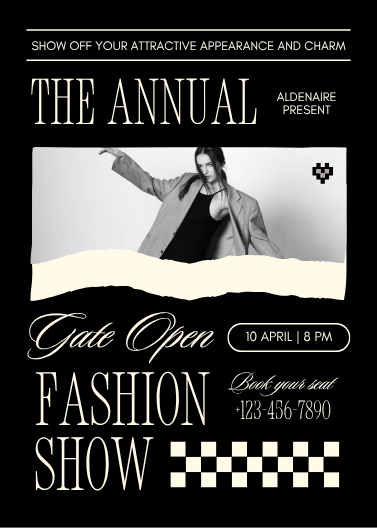 Black Retro Fashion Show Invitation Template