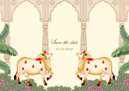 Beige and Green Traditional Indian Wedding Invitation Template