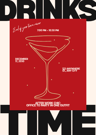 Bold Red Modern Drinks Party Invitation Template