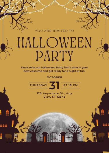 Haunted House Halloween Party Invitation Template