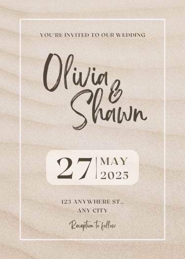 Minimalist Beige and Brown Save the Date Invitation