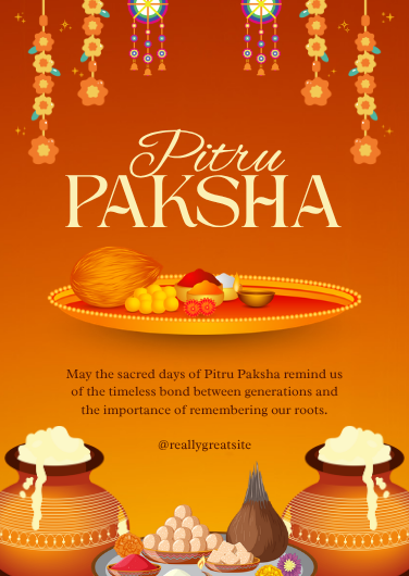 Traditional Orange Pitru Paksha Invitation Template
