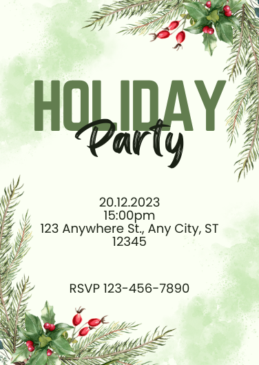 Editable Green Aesthetic Holiday Party Invitation