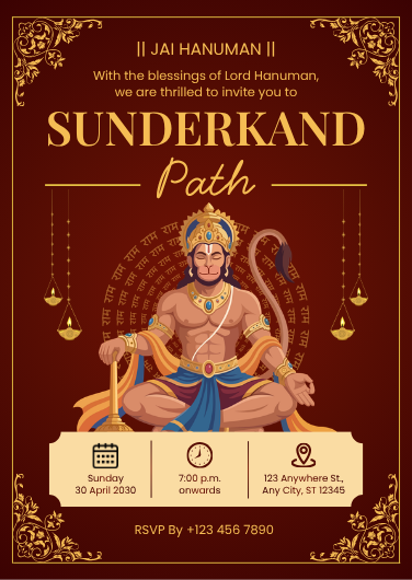 Brown Traditional Sunderkand Path Invitation Template
