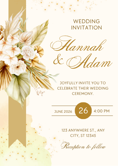 Customizable Gold Elegant Wedding Invitation Template