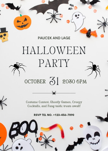 Editable Spooky Halloween Party Invitation Template