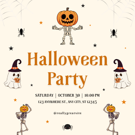 Orange and Black Playful Halloween Party Invitation