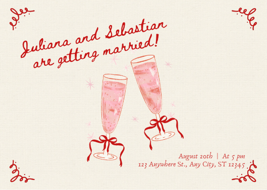 Beige and Red Doodle Save the Date Wedding Invitation