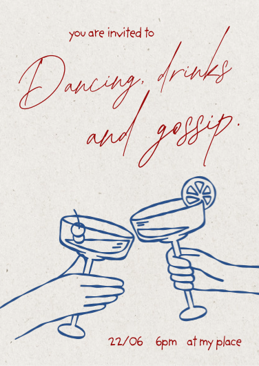Red Beige and Blue Retro Vintage Party Invitation Template