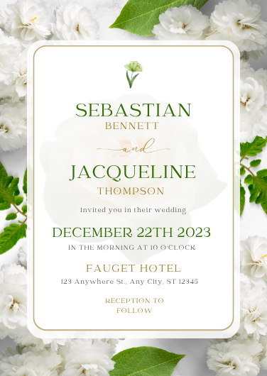 Elegant Green and White Minimalist Wedding Invitation