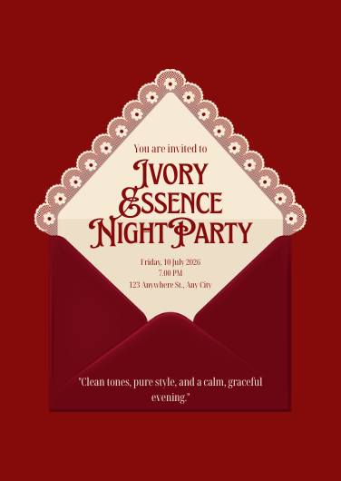 Elegant Vintage Party Invitation Template in Deep Red