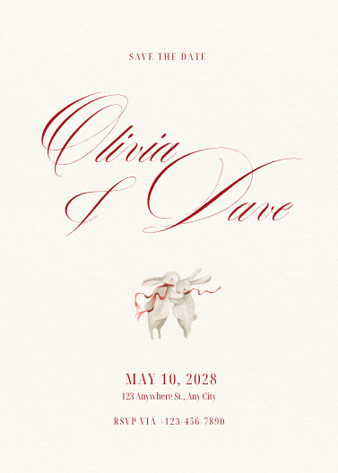 Elegant Red and White Save the Date Wedding Invite