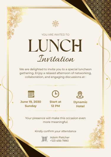 Brown and Gold Elegant Modern Lunch Invitation Template