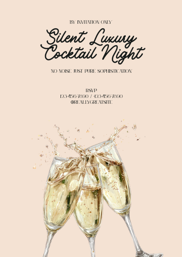 Elegant Beige and Black Cocktail Party Invitation Template