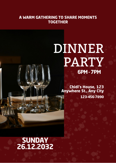 Elegant Red and Black Dinner Party Invitation Template