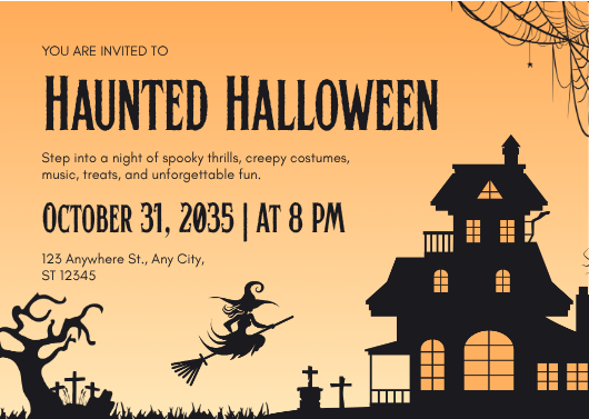 Haunted Halloween Costume Party Invitation Template
