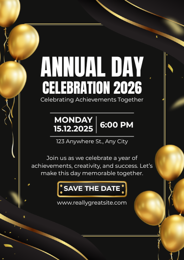 Black and Gold Annual Day Celebration Invitation