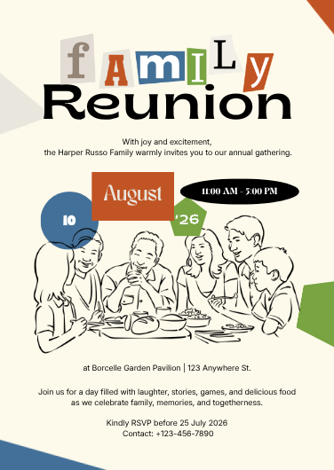Multicolor Illustrated Family Reunion Invitation Design