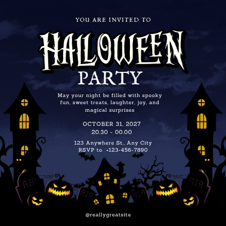 Black and Orange Spooky Halloween Party Invitation