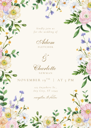 Customizable Elegant Floral Wedding Invitation Template