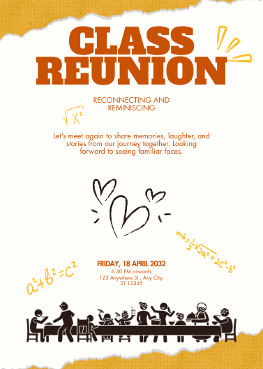 Brown and Yellow Playful Class Reunion Invitation