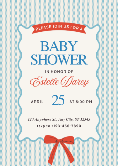 Blue and Red Retro Baby Shower Invitation Template