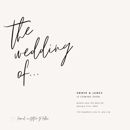 Minimalist Elegant Script Save the Date Wedding Invite