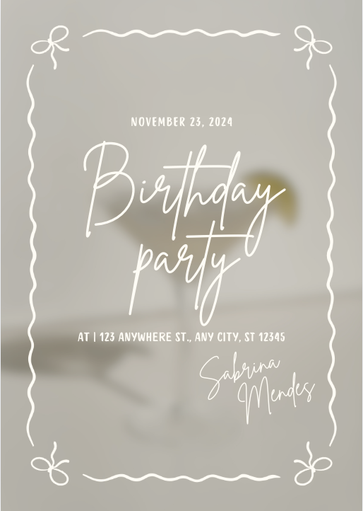 Elegant Wavy Border Birthday Party Invitation Design