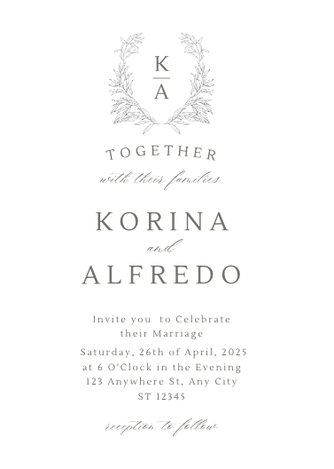 Elegant Black and White Monogram Wedding Invitation