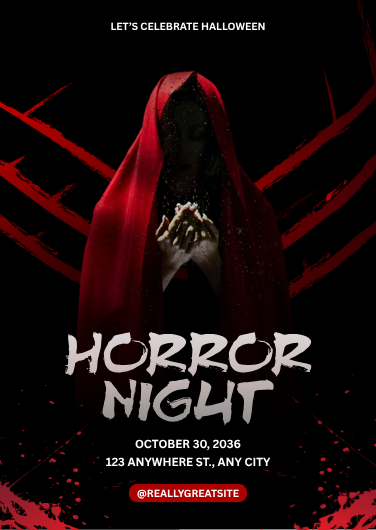Red and Black Modern Horror Night Halloween Invitation