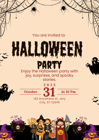 Playful Kids Halloween Party Invitation Template