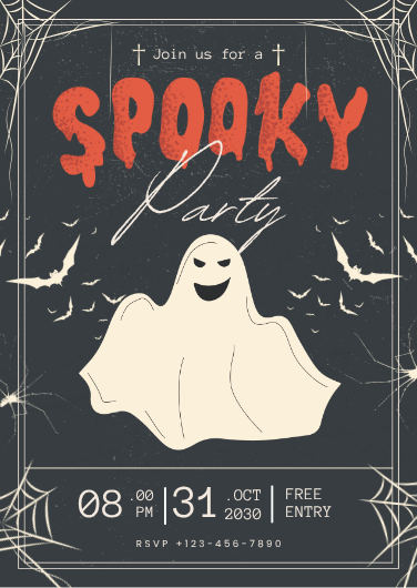 Black and Orange Spooky Halloween Invitation Template
