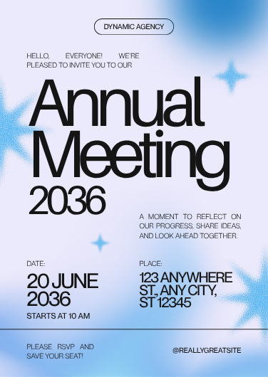 Blue and Sky Blue Futuristic Annual Meeting Invitation