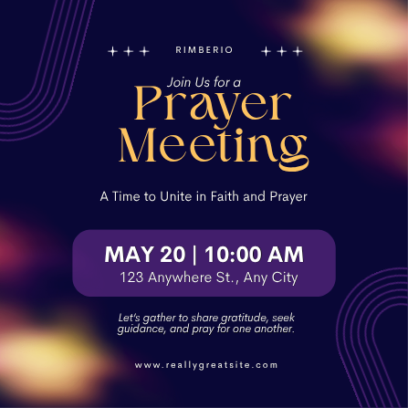 Purple and Yellow Elegant Prayer Meeting Invitation Template