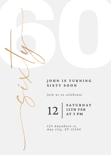 Elegant Neutral Gold 60th Birthday Invitation Template