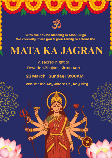 Traditional Mata Ka Jagran Invitation Card Design