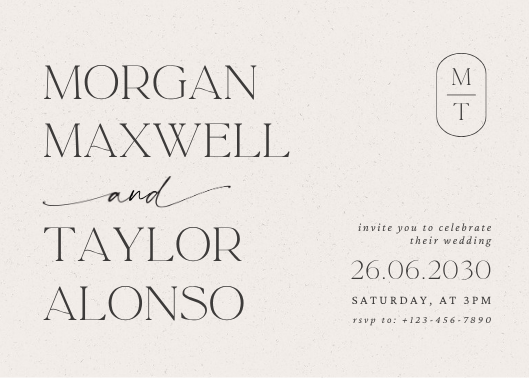 Beige Aesthetic Minimalist Elegant Wedding Invitation