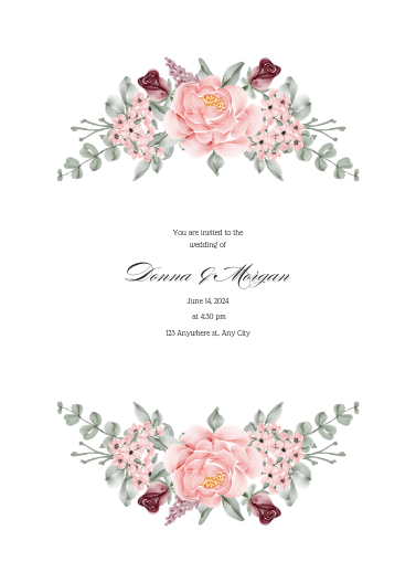 White and Pink Watercolor Floral Wedding Invitation Template