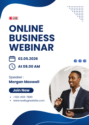 Blue & Navy Business Online Webinar Invitation Template