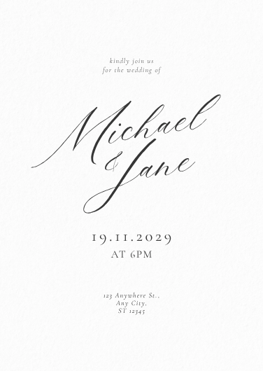 Monochrome Minimalist Wedding Invitation Template